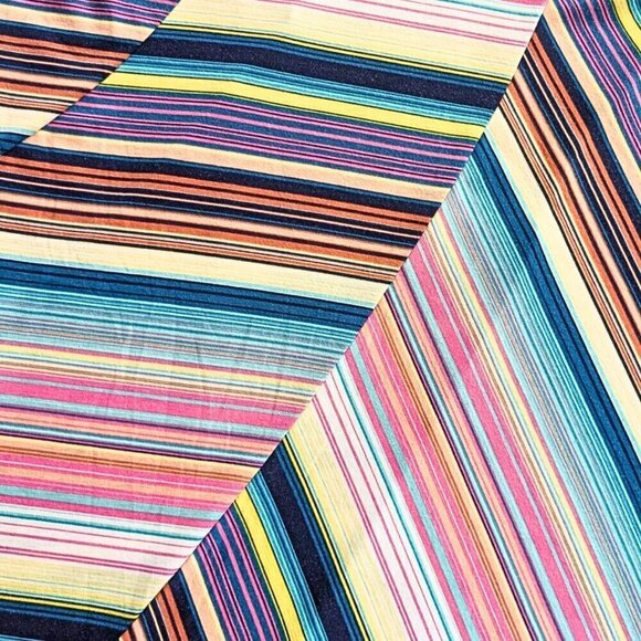 Vintage Y2K JOHNPAULRICHARD Patchwork Asymmetrical Striped Midi Dress Size 16/XL - Picture 2 of 7